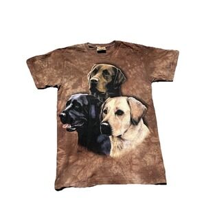 The Mountain Vtg T-shirt 3 Labrador Retrievers 2001 Brown Tie Dye Size Medium